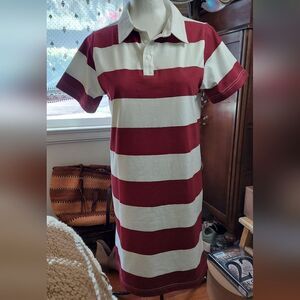 NWOT Kids' Rugby Striped Polo Dress- Art Class Burgundy/White Size XL